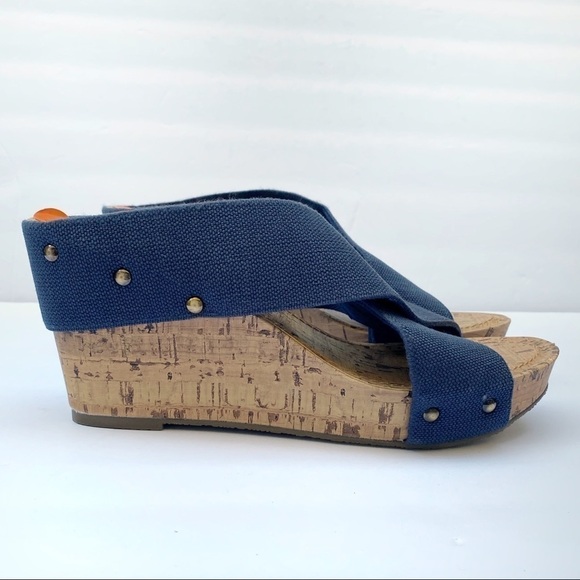 Esprit Crisscross Navy Blue Espadrille Wedge - Picture 3 of 11